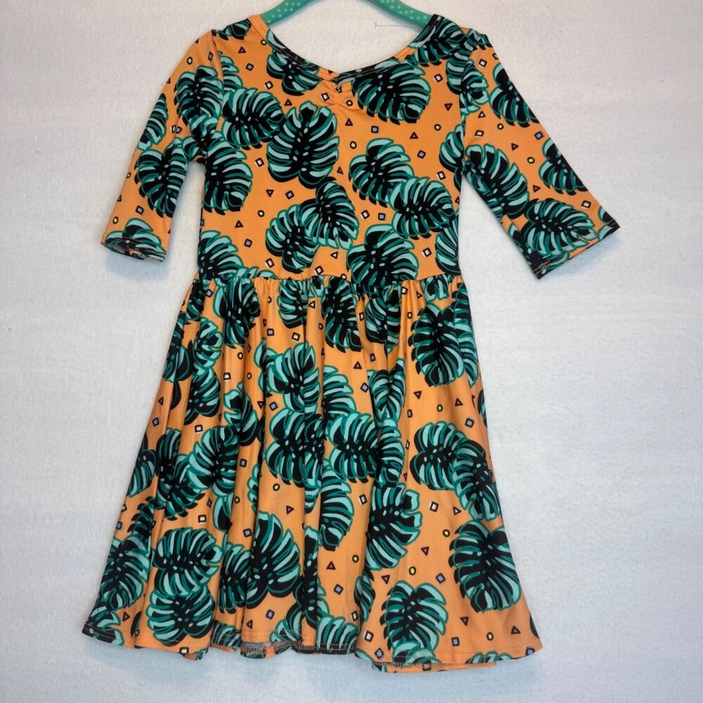 Dotdotsmile Dress Size 3-4 New Without Tags Orange and Green Leaves